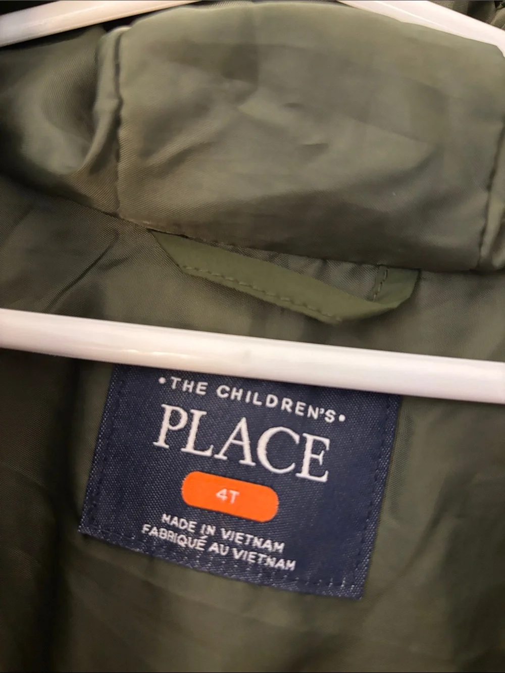 The Children's Place Olive Green Hooded Puffer Jacket